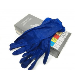 BENOVY Latex High Risk, перчатки одноразовые латексные, полностью текстурированные, неопудренные, повышенной прочности, синие, 25 пар в упаковке