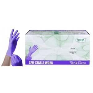 Перчатки SFM-Stable Work 30см, нитриловые, неопудренные, текстурированные на пальцах, удлиненные, смотровые нестерильные, фиолетовые, 50 пар в упаковке