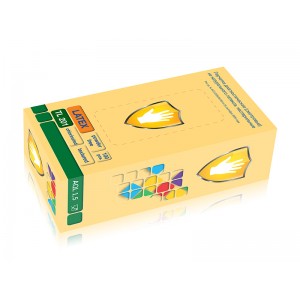 Перчатки смотровые неопудренные из латекса Safe&Care, TL 201. Текстурированная поверхность, цвет Желтый, манжета с валиком, 50пар в упаковке